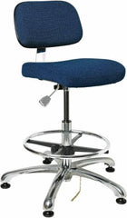 Bevco - 19 to 26-1/2" High Adjustable Height Swivel Stool - 27" Wide x 27" Deep, Conductive Cloth Seat, Navy - A1 Tooling