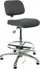 Bevco - 19 to 26-1/2" High Adjustable Height Swivel Stool - 27" Wide x 27" Deep, Conductive Cloth Seat, Gray - A1 Tooling