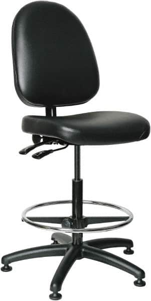 Bevco - 24 to 34" High Adjustable Height Swivel Stool - 27" Wide x 27" Deep, Vinyl Seat, Black - A1 Tooling