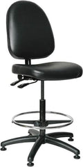 Bevco - 24 to 34" High Adjustable Height Swivel Stool - 27" Wide x 27" Deep, Vinyl Seat, Black - A1 Tooling