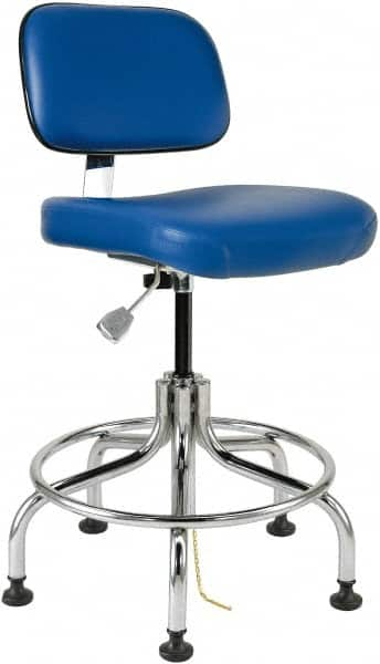 Bevco - 20 to 25" High Adjustable Height Swivel Stool - 22" Wide x 22" Deep, ESD Vinyl Seat, Blue - A1 Tooling