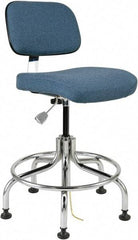 Bevco - 20 to 25" High Adjustable Height Swivel Stool - 27" Wide x 22" Deep, Conductive Cloth Seat, Slate Blue - A1 Tooling