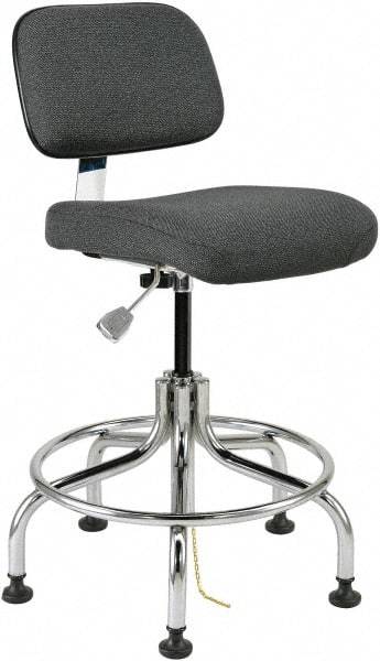 Bevco - 20 to 25" High Adjustable Height Swivel Stool - 27" Wide x 22" Deep, Conductive Cloth Seat, Gray - A1 Tooling