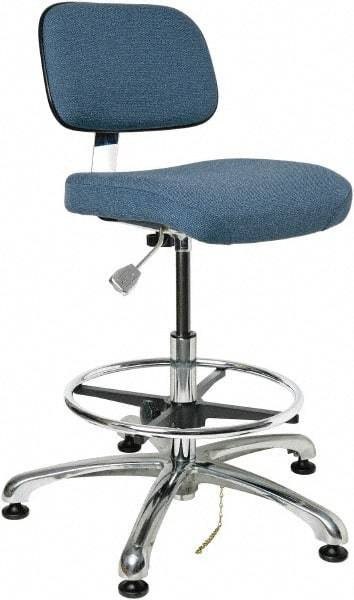 Bevco - 19 to 26-1/2" High Adjustable Height Swivel Stool - 27" Wide x 27" Deep, Conductive Cloth Seat, Slate Blue - A1 Tooling