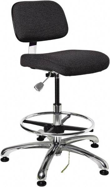 Bevco - 19 to 26-1/2" High Adjustable Height Swivel Stool - 27" Wide x 27" Deep, Conductive Cloth Seat, Ebony - A1 Tooling