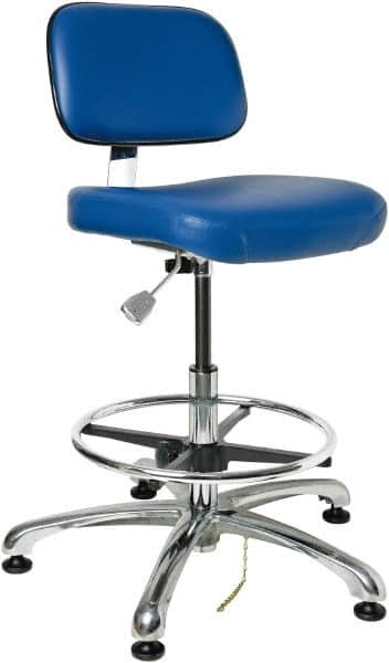 Bevco - 19 to 26-1/2" High Adjustable Height Swivel Stool - 27" Wide x 27" Deep, ESD Vinyl Seat, Blue - A1 Tooling