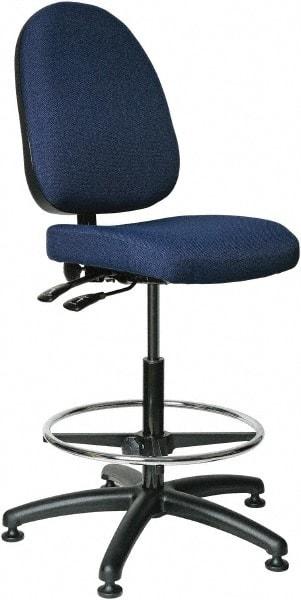 Bevco - 24 to 34" High Adjustable Height Swivel Stool - 27" Wide x 27" Deep, 100% Olefin Seat, Navy - A1 Tooling