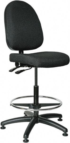 Bevco - 24 to 34" High Adjustable Height Swivel Stool - 27" Wide x 27" Deep, 100% Olefin Seat, Black - A1 Tooling