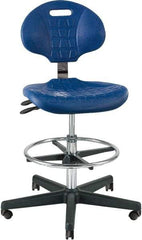 Bevco - 21 to 31" High Adjustable Height Swivel Stool - 27" Wide x 27" Deep, Polyurethane Seat, Blue - A1 Tooling