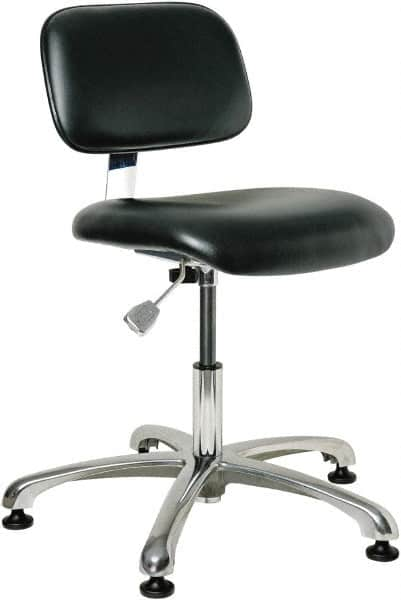 Bevco - 17 to 22" High Adjustable Height Swivel Stool - 25" Wide x 25" Deep, Vinyl Seat, Black - A1 Tooling