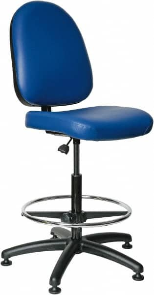 Bevco - 24 to 34" High Adjustable Height Swivel Stool - 27" Wide x 27" Deep, Vinyl Seat, Blue - A1 Tooling