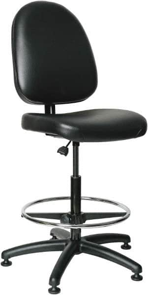 Bevco - 24 to 34" High Adjustable Height Swivel Stool - 27" Wide x 27" Deep, Vinyl Seat, Black - A1 Tooling