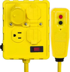 Tower - 4 Outlets, 125 Volt, 15 Amp, Yellow, Quad Outlet Box - 5-15P, 5-15R NEMA Configuration, 6 Ft. Long, cUL Listed, OSHA, UL File E174279 - A1 Tooling