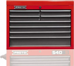 Proto - 8 Drawer Top Tool Chest - 27" Wide x 18" Deep x 19" High, Steel, Safety Red/Gray - A1 Tooling