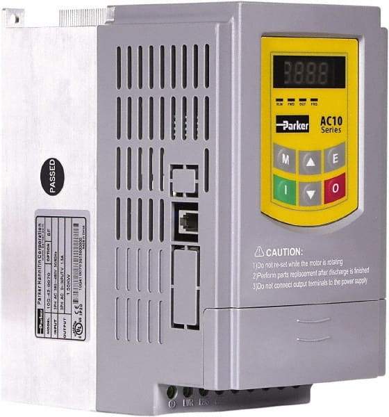 Parker - Three Phase, 460 Volt, 1-1/2 hp, Variable Frequency Drive - 4.17" Wide x 5.91" Deep x 7.09" High, IP20 - A1 Tooling