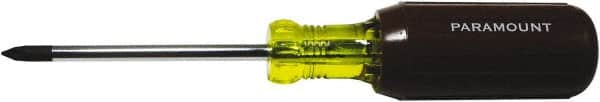 Paramount - #1, Standard Phillips Screwdriver - 3" Blade Length, Round Shank, Acetate with Rubber Grip Handle - A1 Tooling