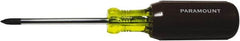 Paramount - #1, Standard Phillips Screwdriver - 3" Blade Length, Round Shank, Acetate with Rubber Grip Handle - A1 Tooling