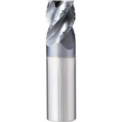 Corner Radius End Mill: 3/4″ Dia, 1″ LOC, 0.03″ Radius, 4 Flutes, Solid Carbide 3″ OAL, 3/4″ Shank Dia, 45 ° Helix, AlTiN Coated, Centercutting, Series XPR-NB