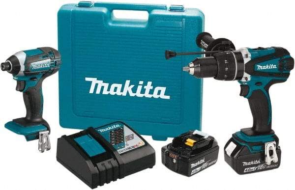 Makita - 18 Volt Cordless Tool Combination Kit - Includes 1/2" Hammer Drill/Driver & Impact Driver, Lithium-Ion Battery Included - A1 Tooling