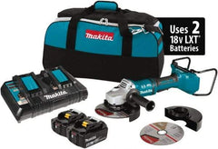 Makita - 7" Wheel Diam, 7,700 RPM, Cordless Angle & Disc Grinder - 5/8-11 Spindle, 18 Volts - A1 Tooling