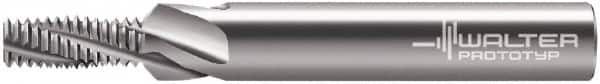 Walter-Prototyp - M4x0.70, 0.126" Cutting Diam, 3 Flute, Solid Carbide Helical Flute Thread Mill - Internal Thread, 8.4mm LOC, 57mm OAL, 6mm Shank Diam - A1 Tooling