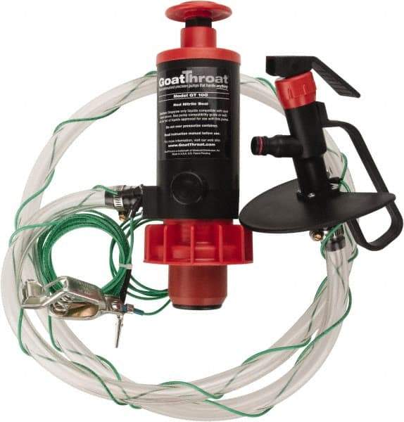 GoatThroat Pumps - 3/8" Outlet, 4 GPM, Polypropylene Hand Operated Transfer Pump - 56" OAL, For up to 55 Gal Drums, For Class I & II Flammable & Combustible Liquids - A1 Tooling