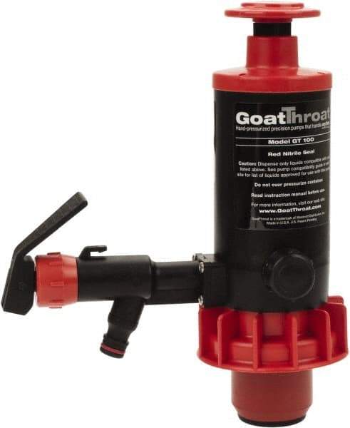 GoatThroat Pumps - 3/8" Outlet, 4 GPM, Polypropylene Hand Operated Transfer Pump - 56" OAL, For up to 55 Gal Drums, For Lightweight Oils & Petroleum Fluids with Flash Point Above 100°F (e.g., Diesel Fuel & Kerosene) - A1 Tooling