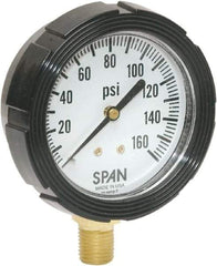 Span - 2-1/2" Dial, 1/4 Thread, 0-1,500 Scale Range, Pressure Gauge - Center Back Connection Mount, Accurate to 1% Full-Scale of Scale - A1 Tooling