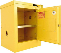 Securall Cabinets - 1 Door, 1 Shelf, Yellow Steel Standard Safety Cabinet for Flammable and Combustible Liquids - 24" High x 17" Wide x 17" Deep, Self Closing Door, 3 Point Key Lock, 4 Gal Capacity - A1 Tooling