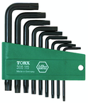 9 Piece - T8s; T9s; T10s; T15s; T20s; T25s; T27s; T30s; T40s - Black Finish Security - Torx Short Arm L-Key Set - A1 Tooling