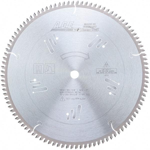 Amana Tool - 12" Diam, 5/8" Arbor Hole Diam, 100 Tooth Wet & Dry Cut Saw Blade - Carbide-Tipped, Clean Action, Standard Round Arbor - A1 Tooling