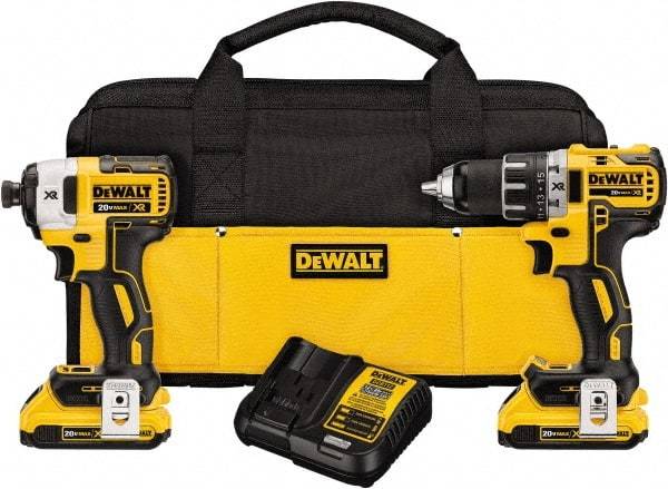 DeWALT - 20 Volt Cordless Tool Combination Kit - Includes Brushless Compact Drill/Driver & Impact Driver, Lithium-Ion Battery Included - A1 Tooling