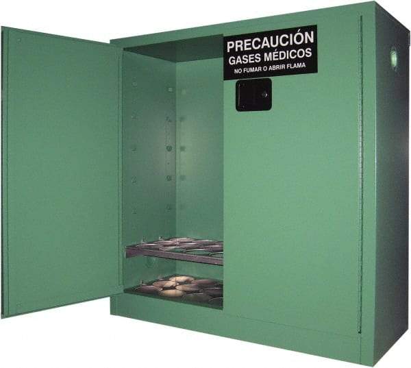 Securall Cabinets - 2 Door, Green Steel Standard Safety Cabinet for Flammable and Combustible Liquids - 44" High x 43" Wide x 18" Deep, Manual Closing Door, 3 Point Key Lock, D, E Cylinder Capacity - A1 Tooling