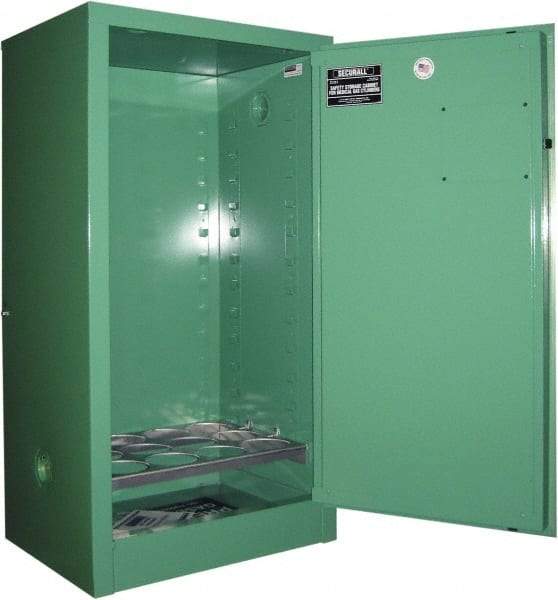 Securall Cabinets - 1 Door, Green Steel Standard Safety Cabinet for Flammable and Combustible Liquids - 44" High x 23" Wide x 18" Deep, Manual Closing Door, 3 Point Key Lock, D, E Cylinder Capacity - A1 Tooling