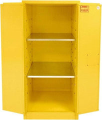 Securall Cabinets - 2 Door, 2 Shelf, Yellow Steel Standard Safety Cabinet for Flammable and Combustible Liquids - 65" High x 31" Wide x 31" Deep, Manual Closing Door, 3 Point Key Lock, 60 Gal Capacity - A1 Tooling