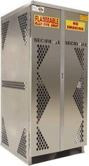 Securall Cabinets - 2 Door, Silver Aluminum Standard Safety Cabinet for Flammable and Combustible Liquids - 65" High x 60" Wide x 32" Deep, Manual Closing Door, Padlockable Hasp, Vertical Cylinder Capacity - A1 Tooling