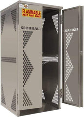 Securall Cabinets - 2 Door, Silver Aluminum Standard Safety Cabinet for Flammable and Combustible Liquids - 65" High x 30" Wide x 32" Deep, Manual Closing Door, Padlockable Hasp, Vertical Cylinder Capacity - A1 Tooling