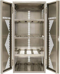 Securall Cabinets - 2 Door, 4 Shelf, Silver Aluminum Standard Safety Cabinet for Flammable and Combustible Liquids - 65" High x 30" Wide x 32" Deep, Manual Closing Door, Padlockable Hasp, 20 or 33 Lb Cylinder Capacity - A1 Tooling