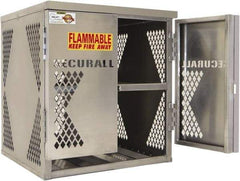 Securall Cabinets - 2 Door, 2 Shelf, Silver Aluminum Standard Safety Cabinet for Flammable and Combustible Liquids - 33" High x 30" Wide x 32" Deep, Manual Closing Door, Padlockable Hasp, 20 or 33 Lb Cylinder Capacity - A1 Tooling