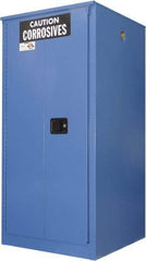 Securall Cabinets - 2 Door, 2 Shelf, Blue Steel Standard Safety Cabinet for Corrosive Chemicals - 65" High x 31" Wide x 31" Deep, Manual Closing Door, 3 Point Key Lock, 60 Gal Capacity - A1 Tooling