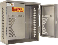 Securall Cabinets - 1 Door, 1 Shelf, Silver Aluminum Standard Safety Cabinet for Flammable and Combustible Liquids - 33" High x 31" Wide x 16" Deep, Manual Closing Door, Padlockable Hasp, 20 or 33 Lb Cylinder Capacity - A1 Tooling