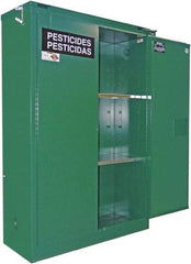 Securall Cabinets - 2 Door, 1 Shelf, Green Steel Standard Safety Cabinet for Flammable and Combustible Liquids - 67" High x 31" Wide x 31" Deep, Self Closing Door, 3 Point Key Lock, 60 Gal Capacity - A1 Tooling