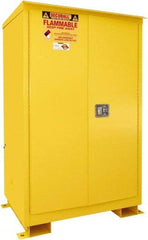 Securall Cabinets - 2 Door, 2 Shelf, Yellow Steel Standard Safety Cabinet for Flammable and Combustible Liquids - 69" High x 43" Wide x 31" Deep, Manual Closing Door, 3 Point Key Lock, 90 Gal Capacity - A1 Tooling