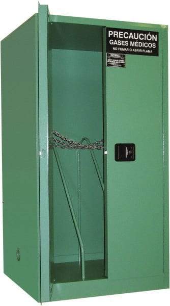 Securall Cabinets - 2 Door, Green Steel Standard Safety Cabinet for Flammable and Combustible Liquids - 65" High x 34" Wide x 34" Deep, Manual Closing Door, 3 Point Key Lock, H Cylinder Capacity - A1 Tooling