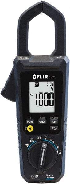 FLIR - CM74, CAT IV, Digital True RMS Auto Ranging Clamp Meter with 1.38" Clamp On Jaws - 1000 VAC/VDC, 600 AC/DC Amps, Measures Voltage, Capacitance, Current, Frequency, Resistance - A1 Tooling