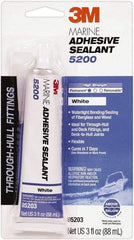 3M - 3 oz Tube White Polyurethane Marine Adhesive Sealant - 190°F Max Operating Temp, 48 hr Tack Free Dry Time - A1 Tooling