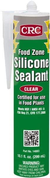 CRC - 10.1 oz Cartridge Clear Hydroxy-Terminated Polydimethylsiloxane/Silica Food Grade Silicone Sealant - -70 to 400°F Operating Temp, 60 min Tack Free Dry Time, 24 hr Full Cure Time - A1 Tooling