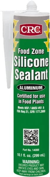 CRC - 10.1 oz Cartridge Silver Hydroxy-Terminated Polydimethylsiloxane/Silica Food Grade Silicone Sealant - -70 to 400°F Operating Temp, 60 min Tack Free Dry Time, 24 hr Full Cure Time - A1 Tooling