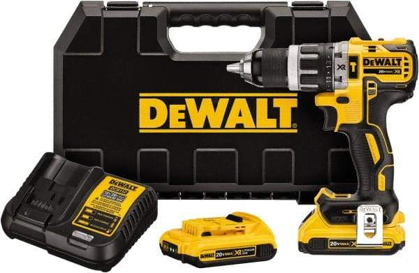 DeWALT - 20 Volt 1/2" Metal Single Sleeve w Carbide Jaws Ratcheting Chuck Chuck Cordless Hammer Drill - 0 to 34,000 BPM, 0 to 500 & 0 to 2,000 RPM, Reversible, Mid-Handle - A1 Tooling