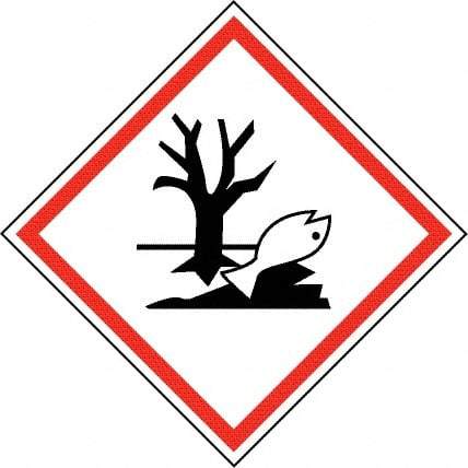 NMC - Hazardous Materials Label, Header: Dangerous for Environment Warning - Legend: GHS - Graphic, English, Black & Red, 4" Long x 4" High, No Coating - A1 Tooling